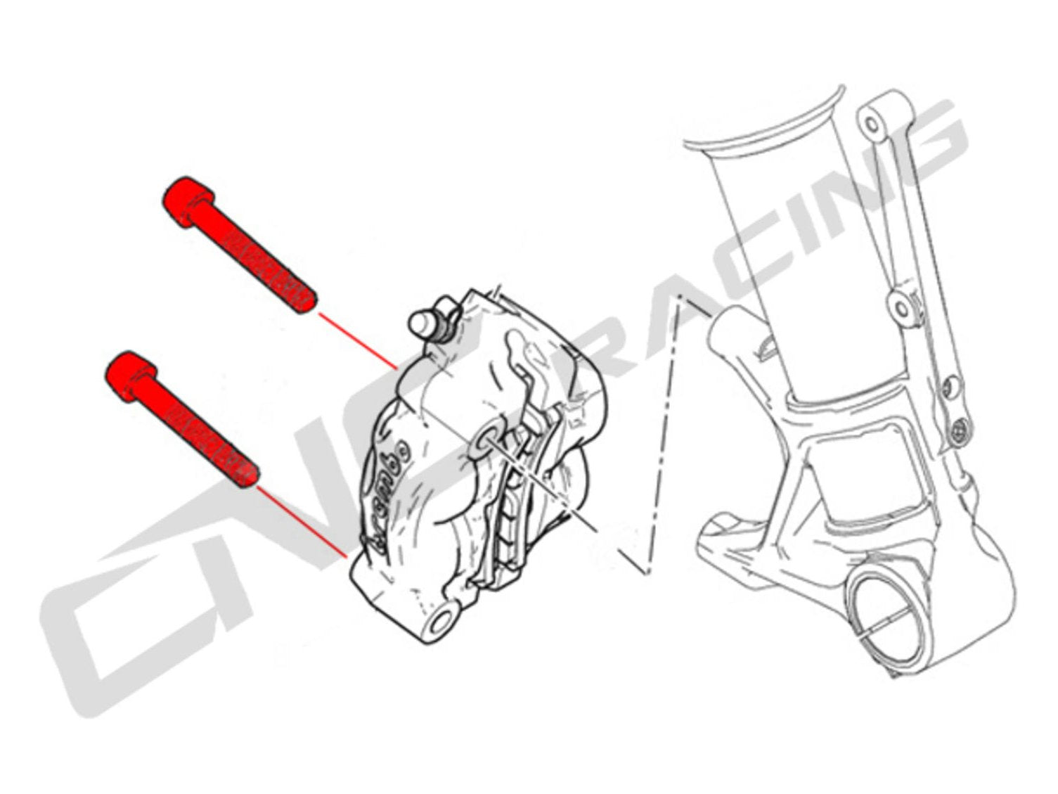 KV436X - CNC RACING Ducati / Aprilia Titanium Brembo Front Brake Caliper Bolts (M10x1.25x55) – Accessories in the Motoraider Motorcycle Aftermarket Accessories and Parts Online Shop