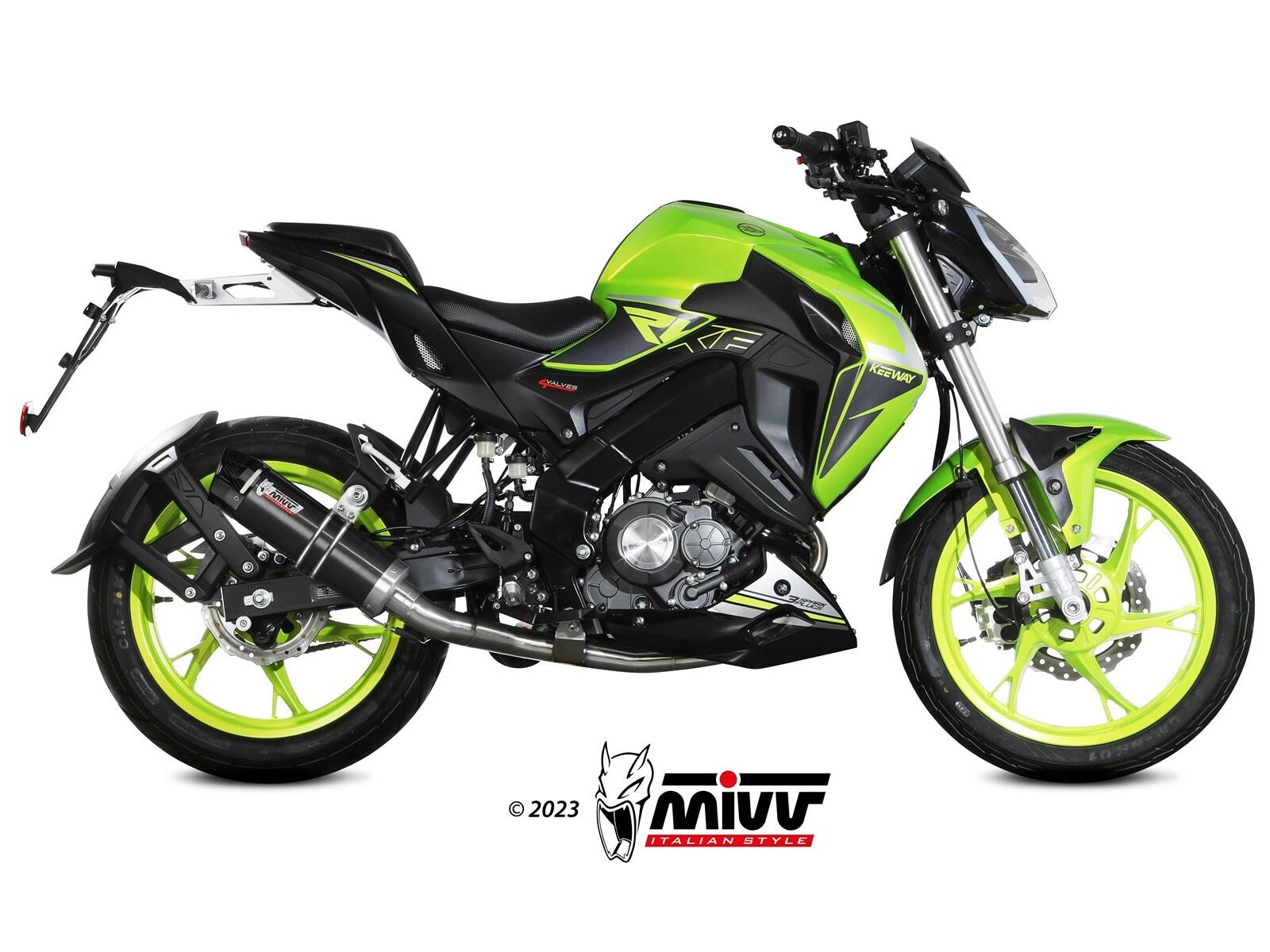 MIVV KW.001 KEEWAY RKF 125 ( 2021+ ) Full System Exhaust "GP" (black + carbon cap; approved) – Accessories in the 2WheelsHero Motorcycle Aftermarket Accessories and Parts Online Shop