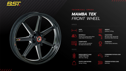 BST Aprilia RSV4 / Tuono V4 (2009+) Front Carbon Wheel "MAMBA 7 TEK" (3.5" x 17") – Accessories in the Motoraider Motorcycle Aftermarket Accessories and Parts Online Shop