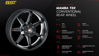 BST Aprilia RSV4 / Tuono V4 (2009+) Rear Carbon Wheel "MAMBA 7 TEK" (6" x 17") – Accessories in the Motoraider Motorcycle Aftermarket Accessories and Parts Online Shop