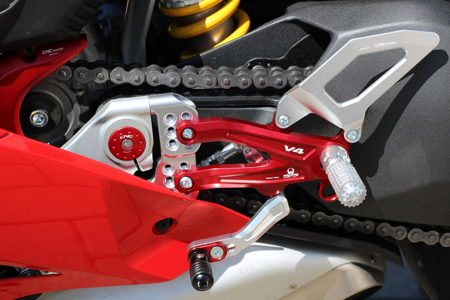 PE408PR - CNC RACING Ducati Panigale V4 (18/24) Adjustable Rearset "RPS Carbon" (Pramac Racing edition) – Accessories in the Motoraider Motorcycle Aftermarket Accessories and Parts Online Shop
