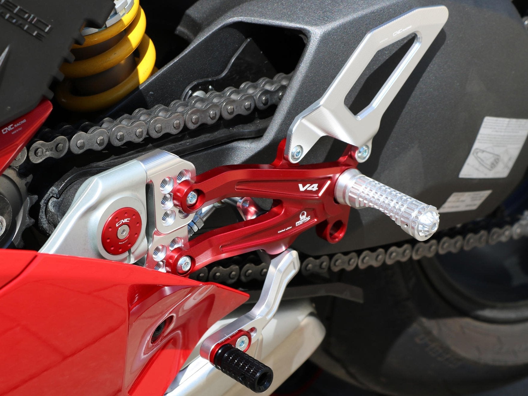 PE407PR - CNC RACING Ducati Panigale V4 (18/24) Adjustable Rearset "Easy" (Pramac Racing edition) – Accessories in the Motoraider Motorcycle Aftermarket Accessories and Parts Online Shop