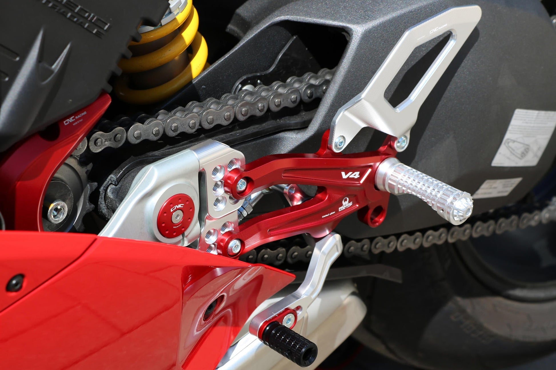 PE406PR - CNC RACING Ducati Panigale V4 (18/24) Adjustable Rearset "RPS" (Pramac Racing edition) – Accessories in the Motoraider Motorcycle Aftermarket Accessories and Parts Online Shop