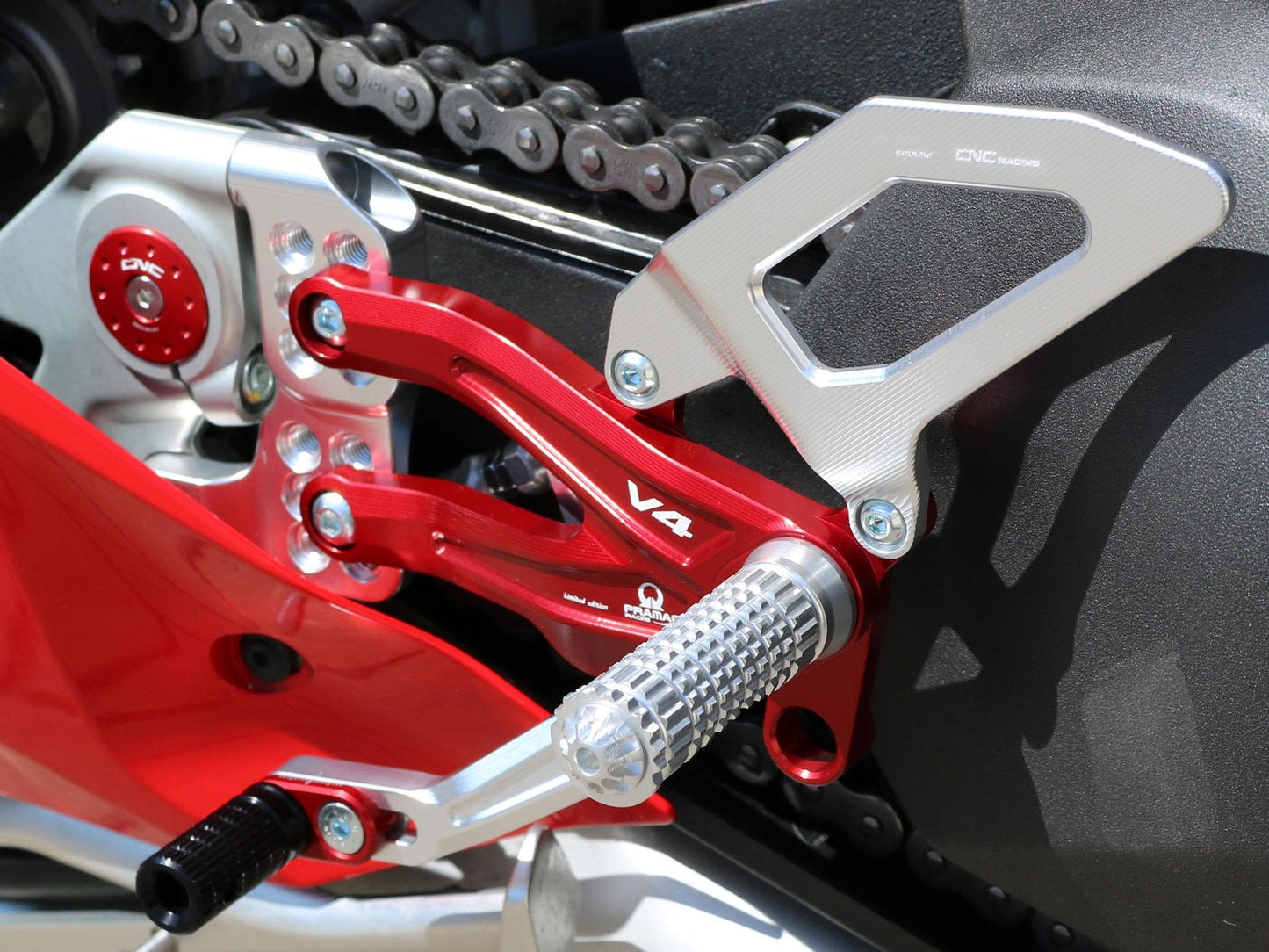 PE407PR - CNC RACING Ducati Panigale V4 (18/24) Adjustable Rearset "Easy" (Pramac Racing edition) – Accessories in the Motoraider Motorcycle Aftermarket Accessories and Parts Online Shop