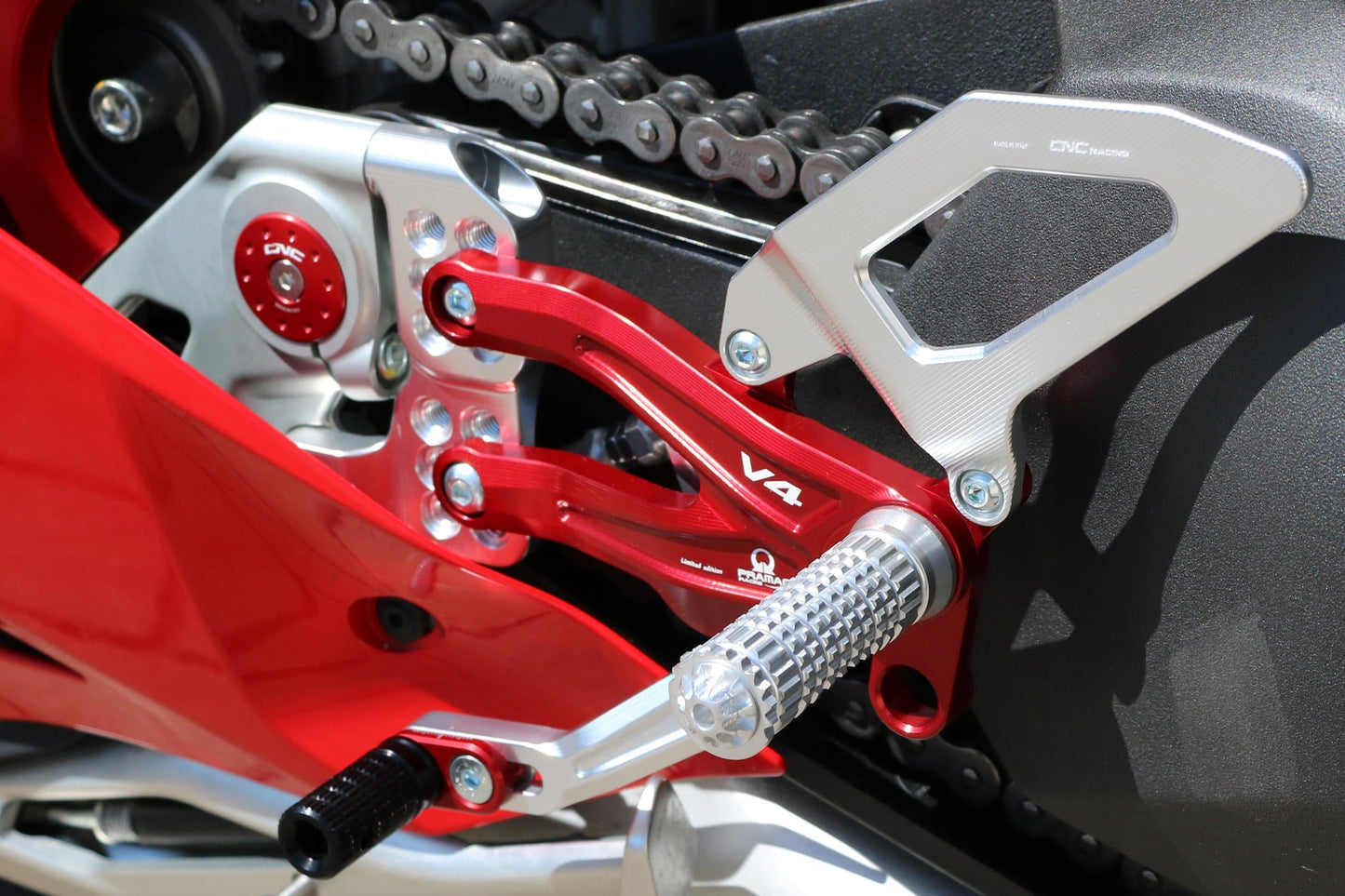 PE406PR - CNC RACING Ducati Panigale V4 (18/24) Adjustable Rearset "RPS" (Pramac Racing edition) – Accessories in the Motoraider Motorcycle Aftermarket Accessories and Parts Online Shop
