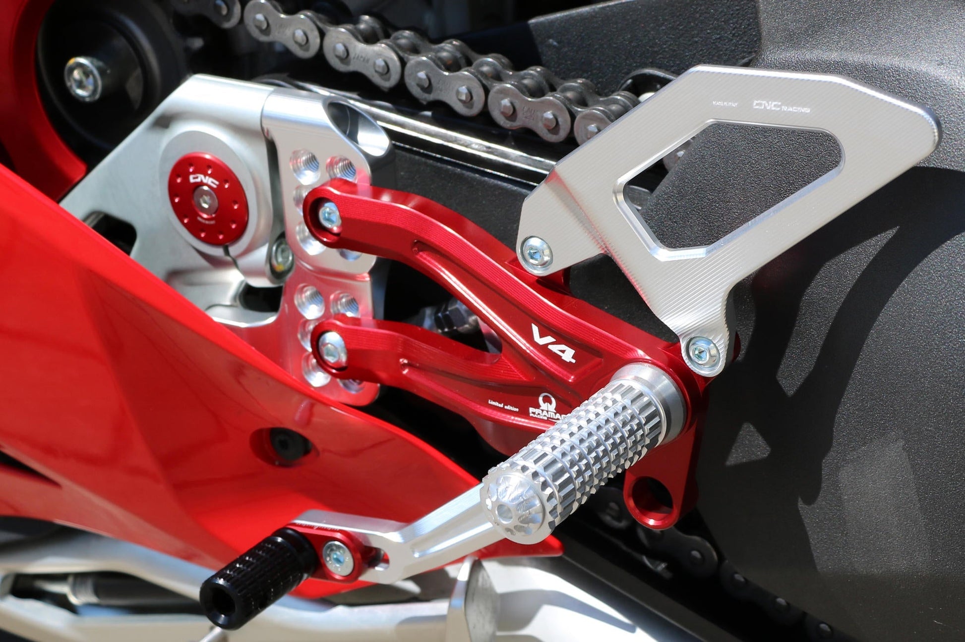 PE406PR - CNC RACING Ducati Panigale V4 (18/24) Adjustable Rearset "RPS" (Pramac Racing edition) – Accessories in the Motoraider Motorcycle Aftermarket Accessories and Parts Online Shop