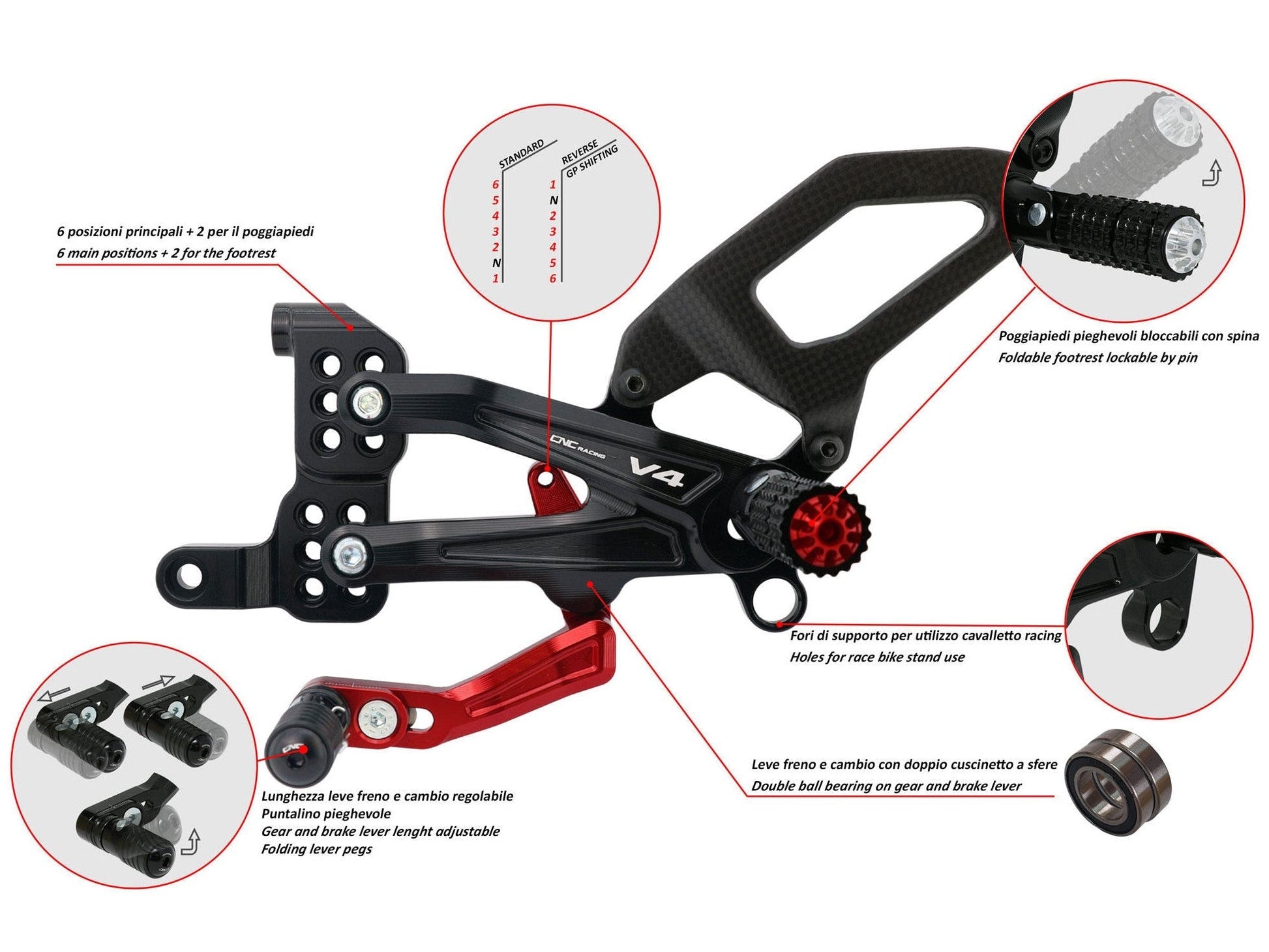 PE408 - CNC RACING Ducati Panigale V4 (18/24) Adjustable Rearset "RPS Carbon" – Accessories in the Motoraider Motorcycle Aftermarket Accessories and Parts Online Shop