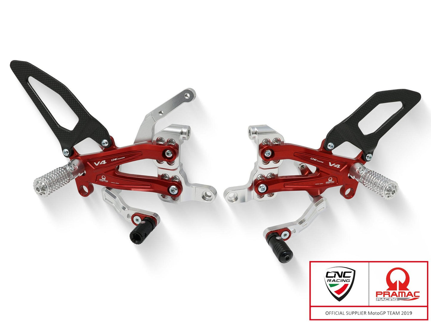 PE408PR - CNC RACING Ducati Panigale V4 (18/24) Adjustable Rearset "RPS Carbon" (Pramac Racing edition) – Accessories in the Motoraider Motorcycle Aftermarket Accessories and Parts Online Shop