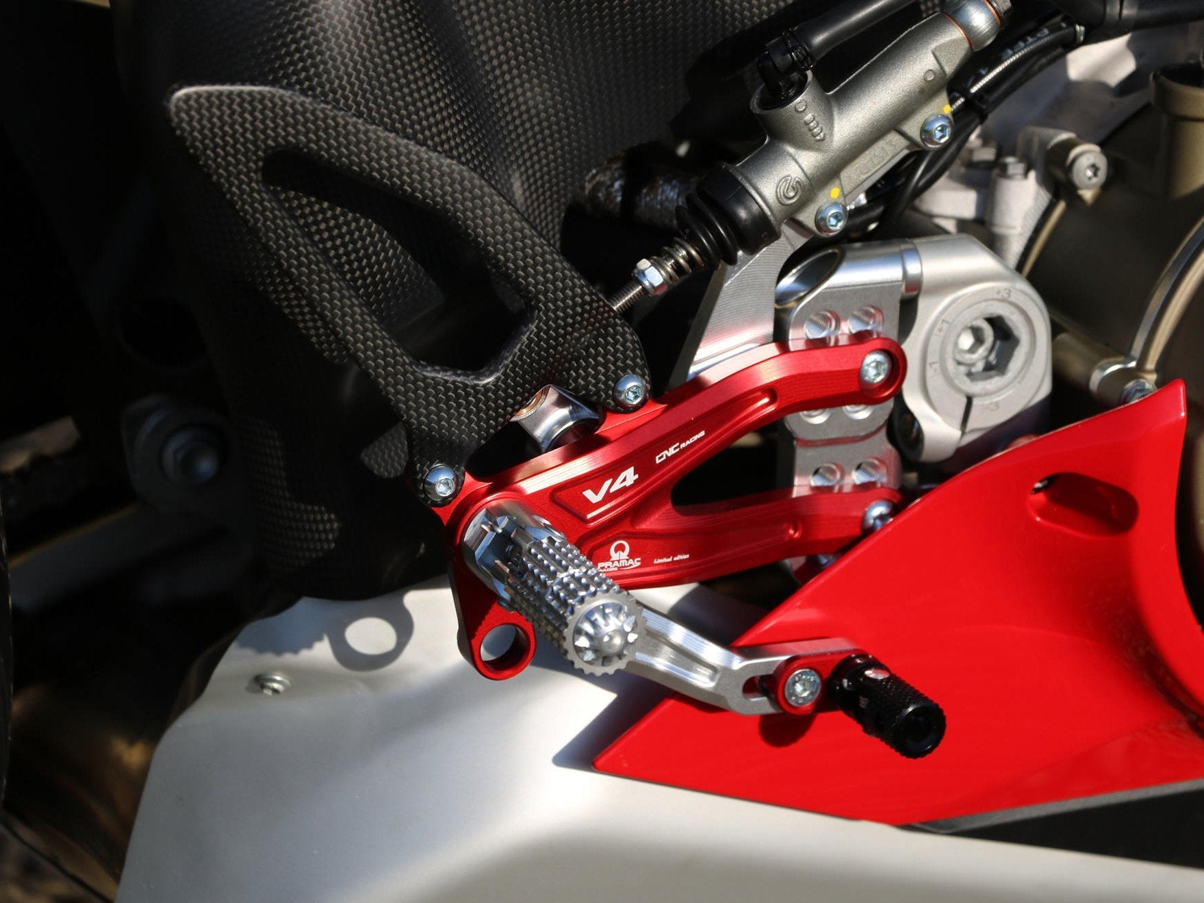 PE406PR - CNC RACING Ducati Panigale V4 (18/24) Adjustable Rearset "RPS" (Pramac Racing edition) – Accessories in the Motoraider Motorcycle Aftermarket Accessories and Parts Online Shop