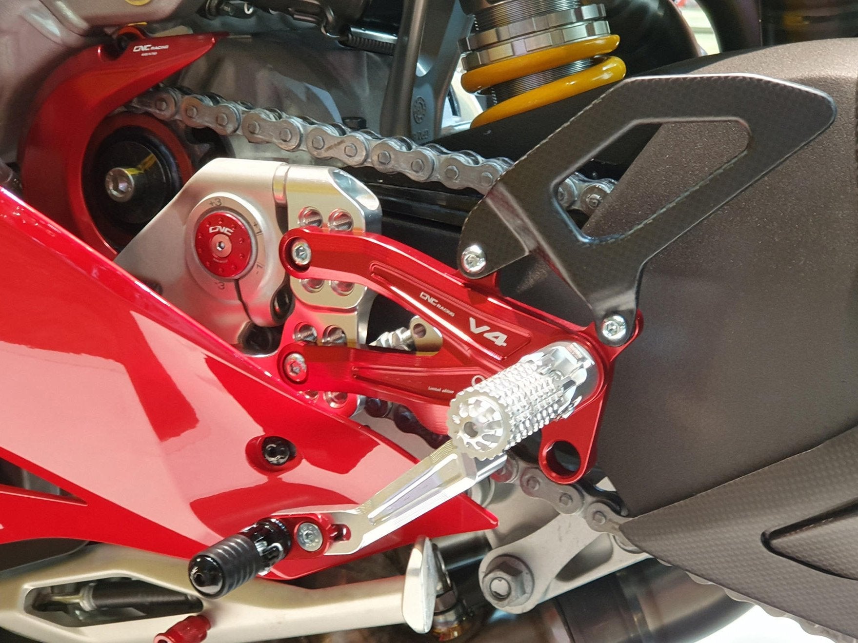 PE406PR - CNC RACING Ducati Panigale V4 (18/24) Adjustable Rearset "RPS" (Pramac Racing edition) – Accessories in the Motoraider Motorcycle Aftermarket Accessories and Parts Online Shop