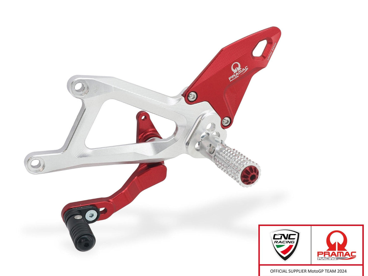 CNC RACING PE414PR Ducati Panigale V4 / V4S (2025+) Adjustable Rearsets (Pramac Limited Edition) – Accessories in the Motoraider Motorcycle Aftermarket Accessories and Parts Online Shop