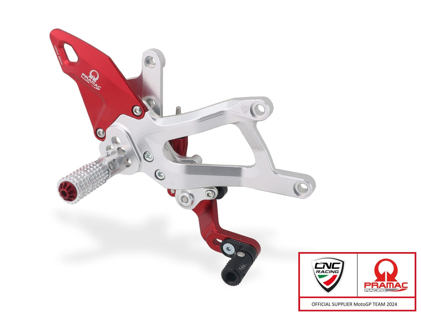CNC RACING PE414PR Ducati Panigale V4 / V4S (2025+) Adjustable Rearsets (Pramac Limited Edition) – Accessories in the Motoraider Motorcycle Aftermarket Accessories and Parts Online Shop