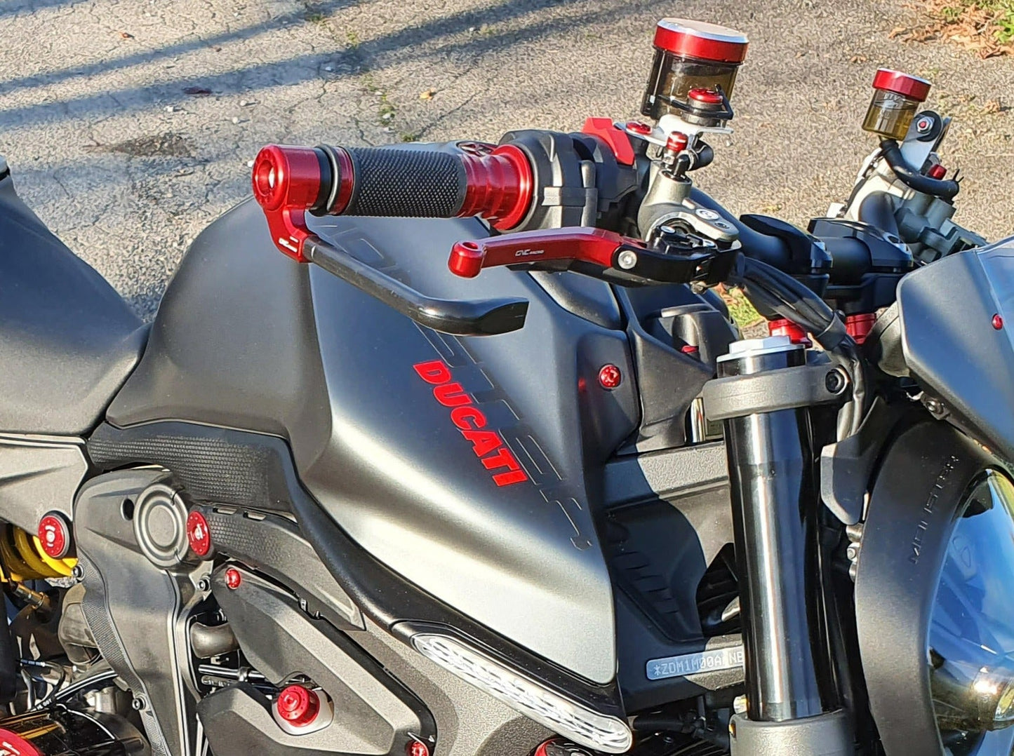 PL100PR - CNC RACING Ducati Monster 950 / Streetfighter V2 (2021+) Racing Brake Lever Guard (Pramac edition; including adapter) – Accessories in the Motoraider Motorcycle Aftermarket Accessories and Parts Online Shop