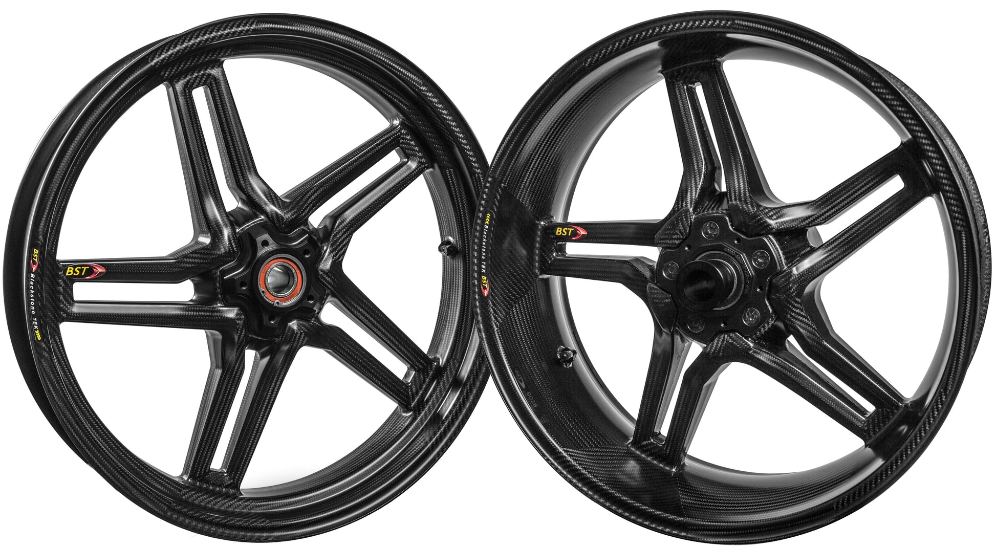 BST Ducati Panigale 899 / 959 Carbon Wheels Set "Rapid TEK" (front & conventional rear, 5 slanted spokes, black hubs) – Accessories in the Motoraider Motorcycle Aftermarket Accessories and Parts Online Shop