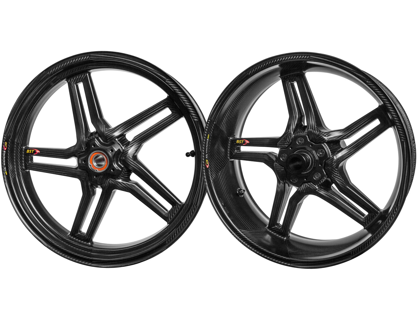 BST Ducati Monster 821 Carbon Wheels Set "Rapid TEK" (front & offset rear, 5 slanted spokes, black hubs) – Accessories in the Motoraider Motorcycle Aftermarket Accessories and Parts Online Shop