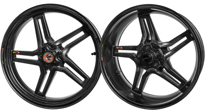 BST Ducati Panigale 899 / 959 Carbon Wheels Set "Rapid TEK" (front & conventional rear, 5 slanted spokes, black hubs) – Accessories in the Motoraider Motorcycle Aftermarket Accessories and Parts Online Shop