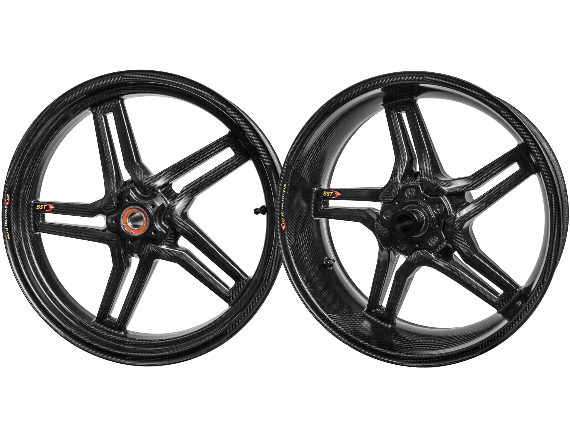BST Ducati Monster S4 Carbon Wheels Set "Rapid TEK" (front & offset rear, 5 slanted spokes, black hubs) – Accessories in the Motoraider Motorcycle Aftermarket Accessories and Parts Online Shop