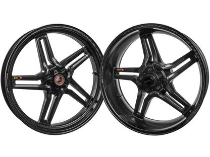 BST MV Agusta F4 (00/08) Carbon Wheels Set "Rapid TEK" (front & offset rear, 5 slanted spokes, black hubs) – Accessories in the Motoraider Motorcycle Aftermarket Accessories and Parts Online Shop