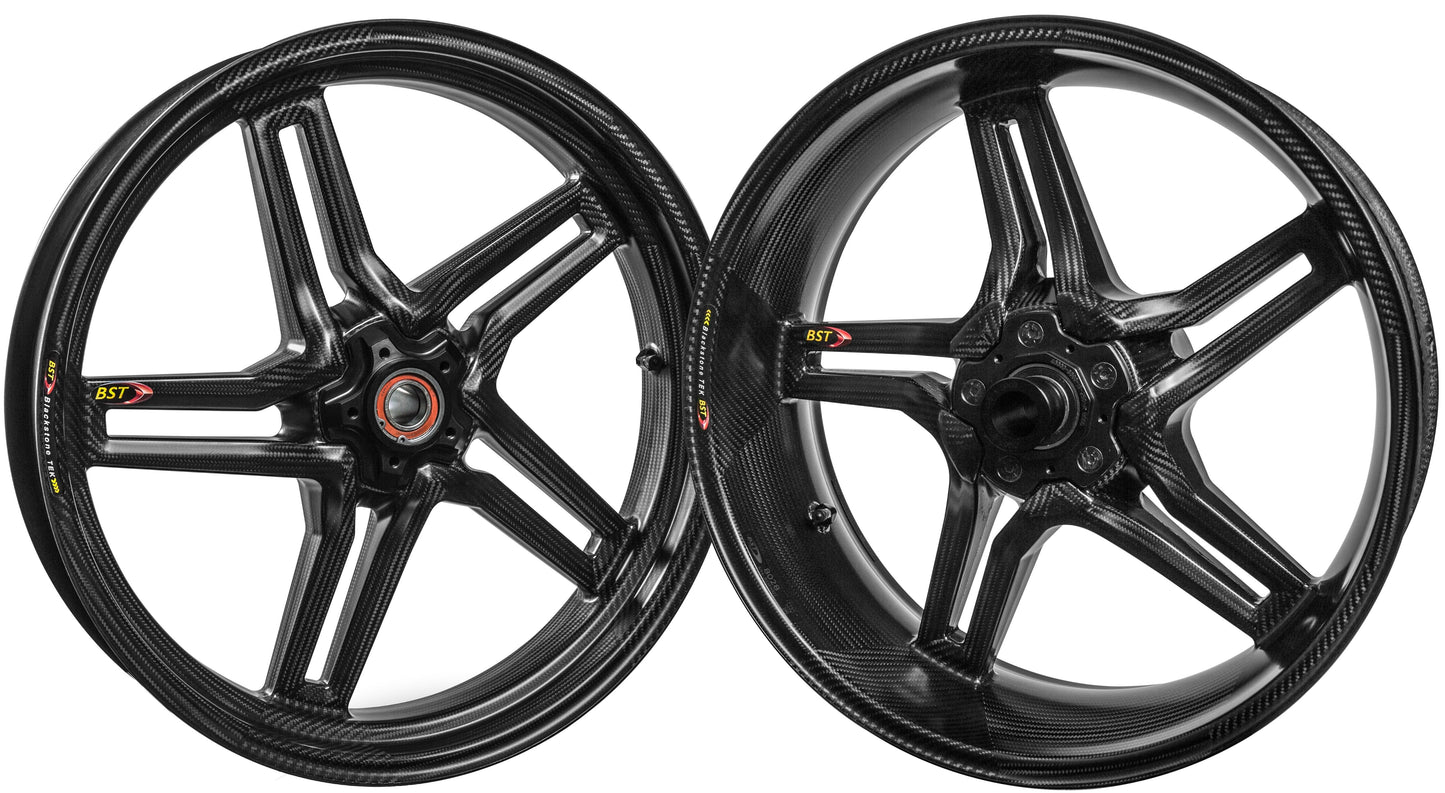 BST MV Agusta Dragster 800 Carbon Wheels "Rapid TEK" (front & offset rear, 5 slanted spokes, black hubs) – Accessories in the Motoraider Motorcycle Aftermarket Accessories and Parts Online Shop