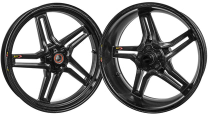 BST MV Agusta Dragster 800 Carbon Wheels "Rapid TEK" (front & offset rear, 5 slanted spokes, black hubs) – Accessories in the Motoraider Motorcycle Aftermarket Accessories and Parts Online Shop