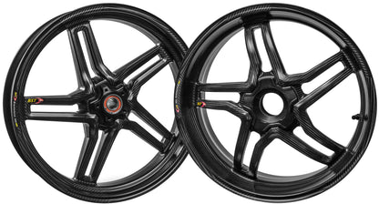BST BMW S1000R / S1000RR Carbon Wheels Set "Rapid TEK" (front & conventional rear, 5 slanted spokes, black hubs) – Accessories in the Motoraider Motorcycle Aftermarket Accessories and Parts Online Shop