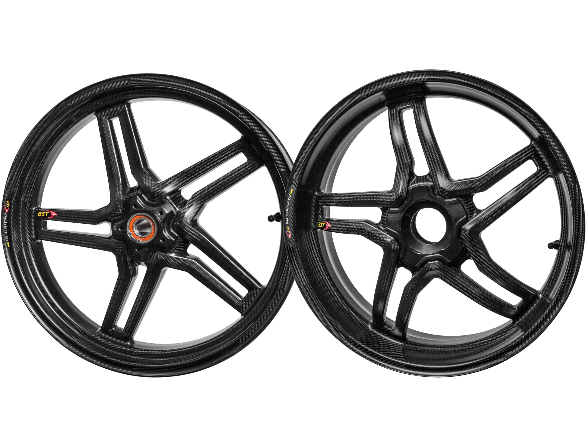 BST Ducati Panigale 1199/1299 Carbon Wheels Set "Rapid TEK" (front & offset rear, 5 slanted spokes, black hubs) – Accessories in the Motoraider Motorcycle Aftermarket Accessories and Parts Online Shop