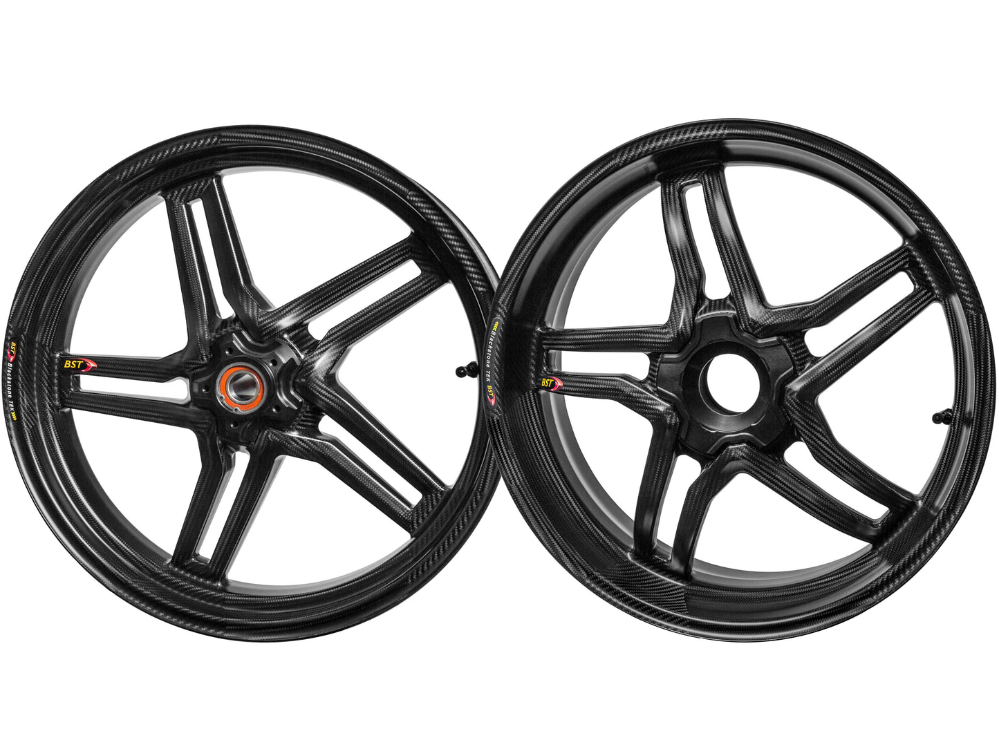 BST Ducati Monster 1100/1200R Carbon Wheels Set "Rapid TEK" (front & offset rear, 5 slanted spokes, black hubs) – Accessories in the Motoraider Motorcycle Aftermarket Accessories and Parts Online Shop