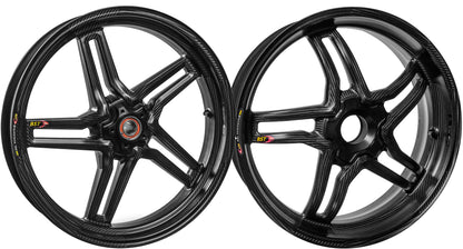 BST Ducati Panigale 899 / 959 Carbon Wheels Set "Rapid TEK" (front & conventional rear, 5 slanted spokes, black hubs) – Accessories in the Motoraider Motorcycle Aftermarket Accessories and Parts Online Shop