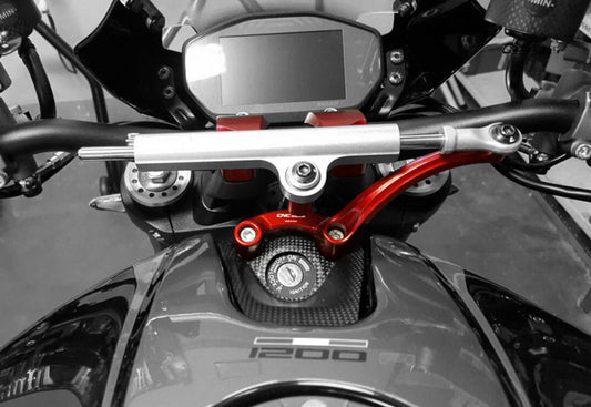 Ducati Monster 1200 (14/21) OHLINS Steering Damper + CNC RACING Mounting Kit – Accessories in the Motoraider Motorcycle Aftermarket Accessories and Parts Online Shop