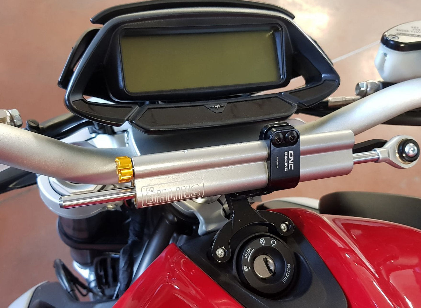 MV Agusta Brutale 800 (2016+) OHLINS Steering Damper + CNC RACING Mounting Kit – Accessories in the Motoraider Motorcycle Aftermarket Accessories and Parts Online Shop