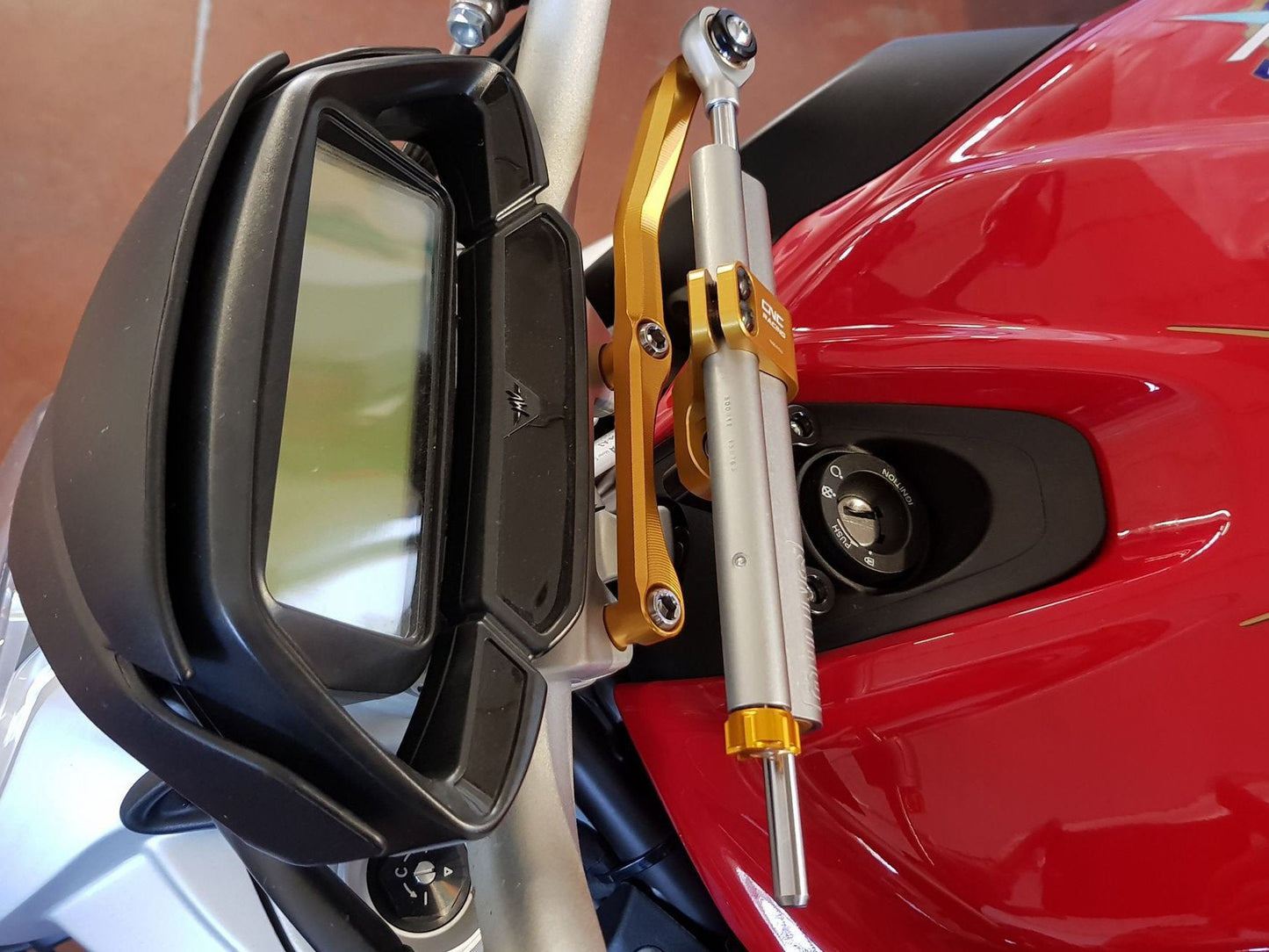 MV Agusta Brutale 800 (2016+) OHLINS Steering Damper + CNC RACING Mounting Kit – Accessories in the Motoraider Motorcycle Aftermarket Accessories and Parts Online Shop