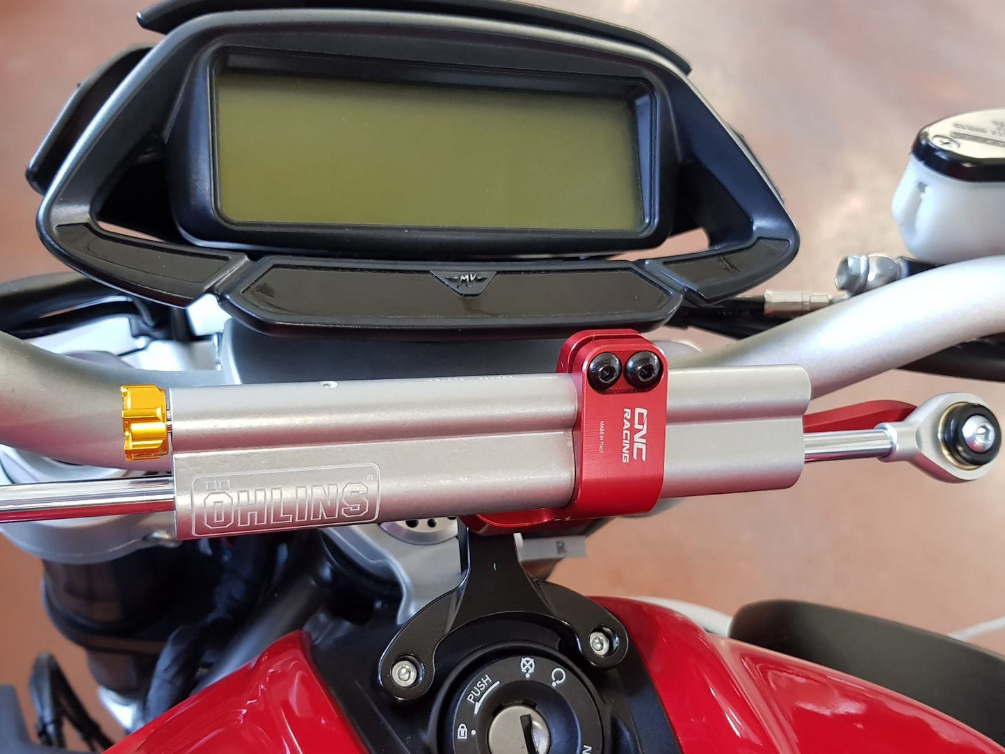 MV Agusta Brutale 800 (2016+) OHLINS Steering Damper + CNC RACING Mounting Kit – Accessories in the Motoraider Motorcycle Aftermarket Accessories and Parts Online Shop