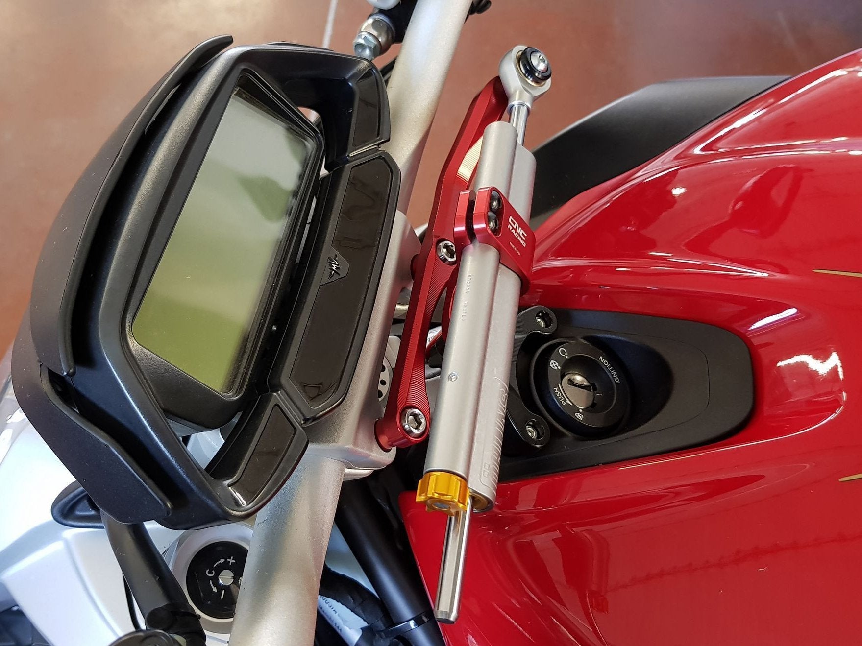 MV Agusta Brutale 800 (2016+) OHLINS Steering Damper + CNC RACING Mounting Kit – Accessories in the Motoraider Motorcycle Aftermarket Accessories and Parts Online Shop
