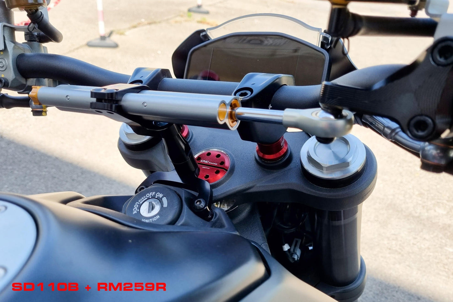 Ducati Monster 950 / 937 (2021+) OHLINS Steering Damper + CNC RACING Mounting Kit – Accessories in the Motoraider Motorcycle Aftermarket Accessories and Parts Online Shop