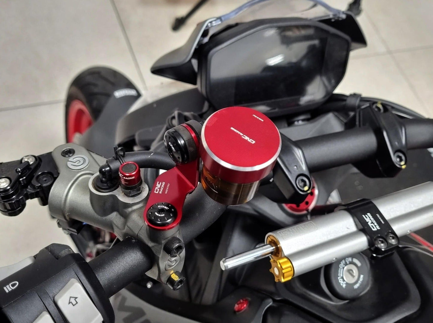 SEA15 - CNC RACING Ducati Monster / Streetfighter Front Fluid Tanks Brackets Kit – Accessories in the Motoraider Motorcycle Aftermarket Accessories and Parts Online Shop