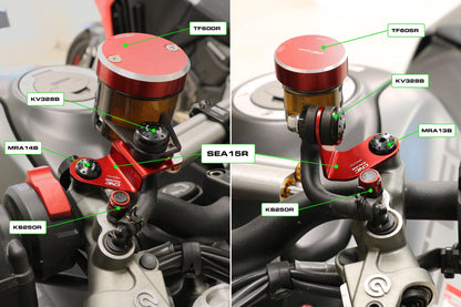 SEA15 - CNC RACING Ducati Monster / Streetfighter Front Fluid Tanks Brackets Kit – Accessories in the Motoraider Motorcycle Aftermarket Accessories and Parts Online Shop