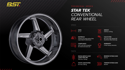 BST Aprilia RSV4 / Tuono V4 (2015+) Carbon Wheels Set "STAR TEK" (3.5" x 17" Front; 6" x 17" Rear) – Accessories in the Motoraider Motorcycle Aftermarket Accessories and Parts Online Shop