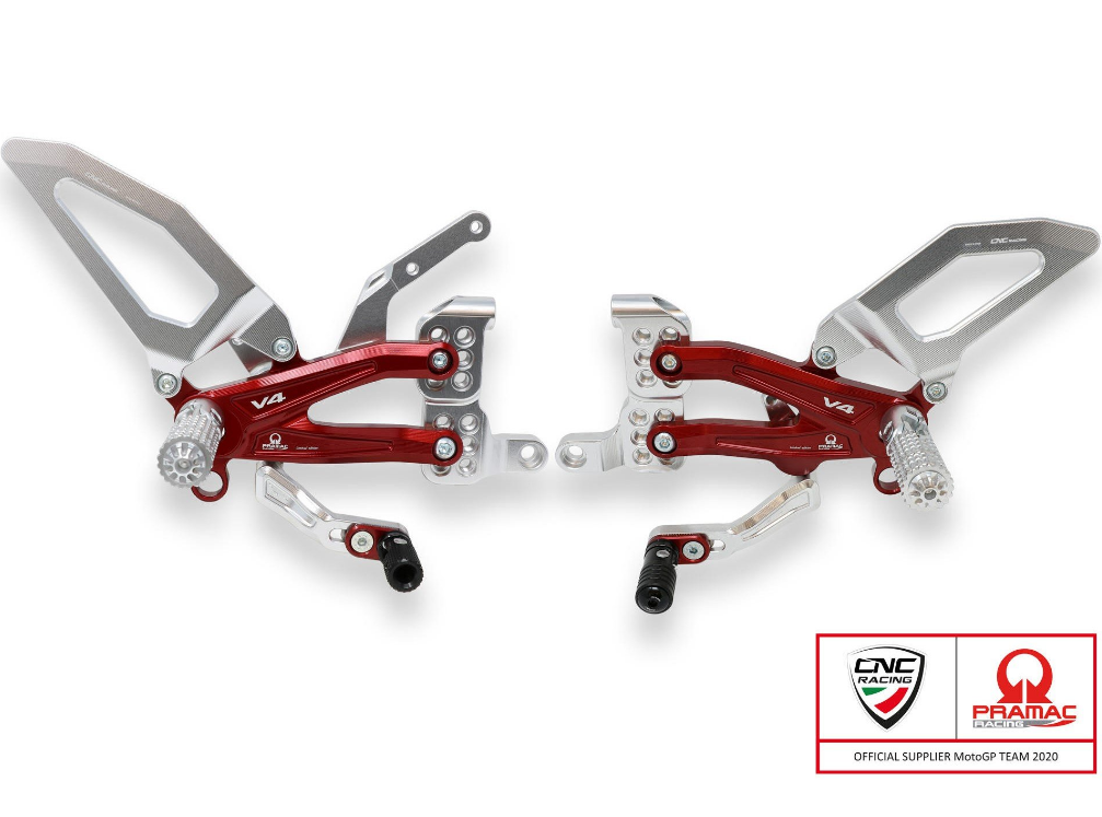 PE409PR - CNC RACING Ducati Streetfighter V4 Adjustable Rearset (Pramac Racing Limited Edition) – Accessories in the Motoraider Motorcycle Aftermarket Accessories and Parts Online Shop