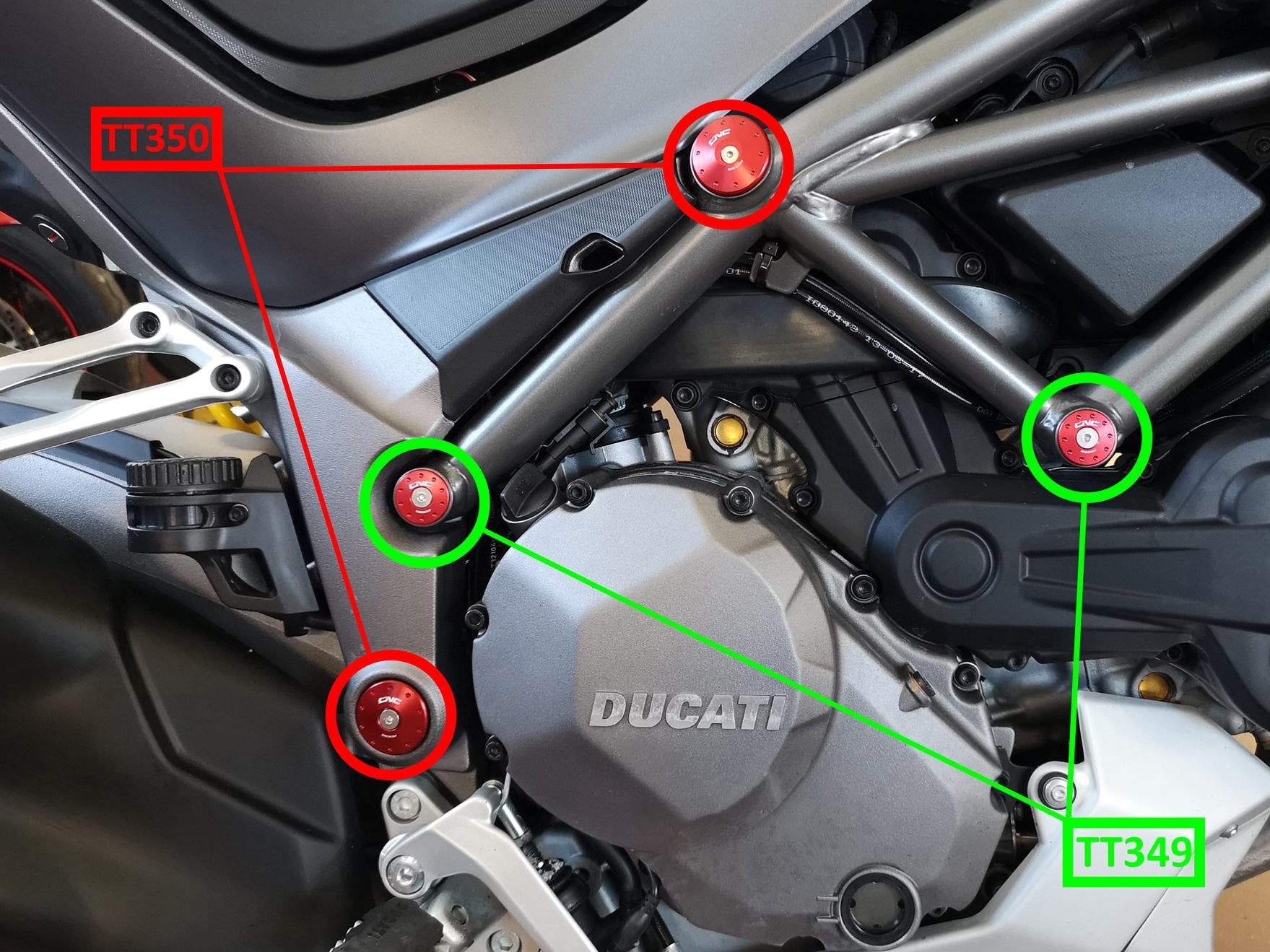 TT349 - CNC RACING Ducati Multistrada 1260 (18/20) Frame Plugs (small holes set) – Accessories in the Motoraider Motorcycle Aftermarket Accessories and Parts Online Shop