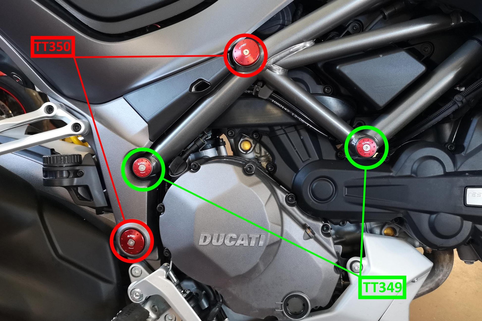 TT350 - CNC RACING Ducati Multistrada 1260 (18/20) Frame Plugs (big holes set) – Accessories in the Motoraider Motorcycle Aftermarket Accessories and Parts Online Shop