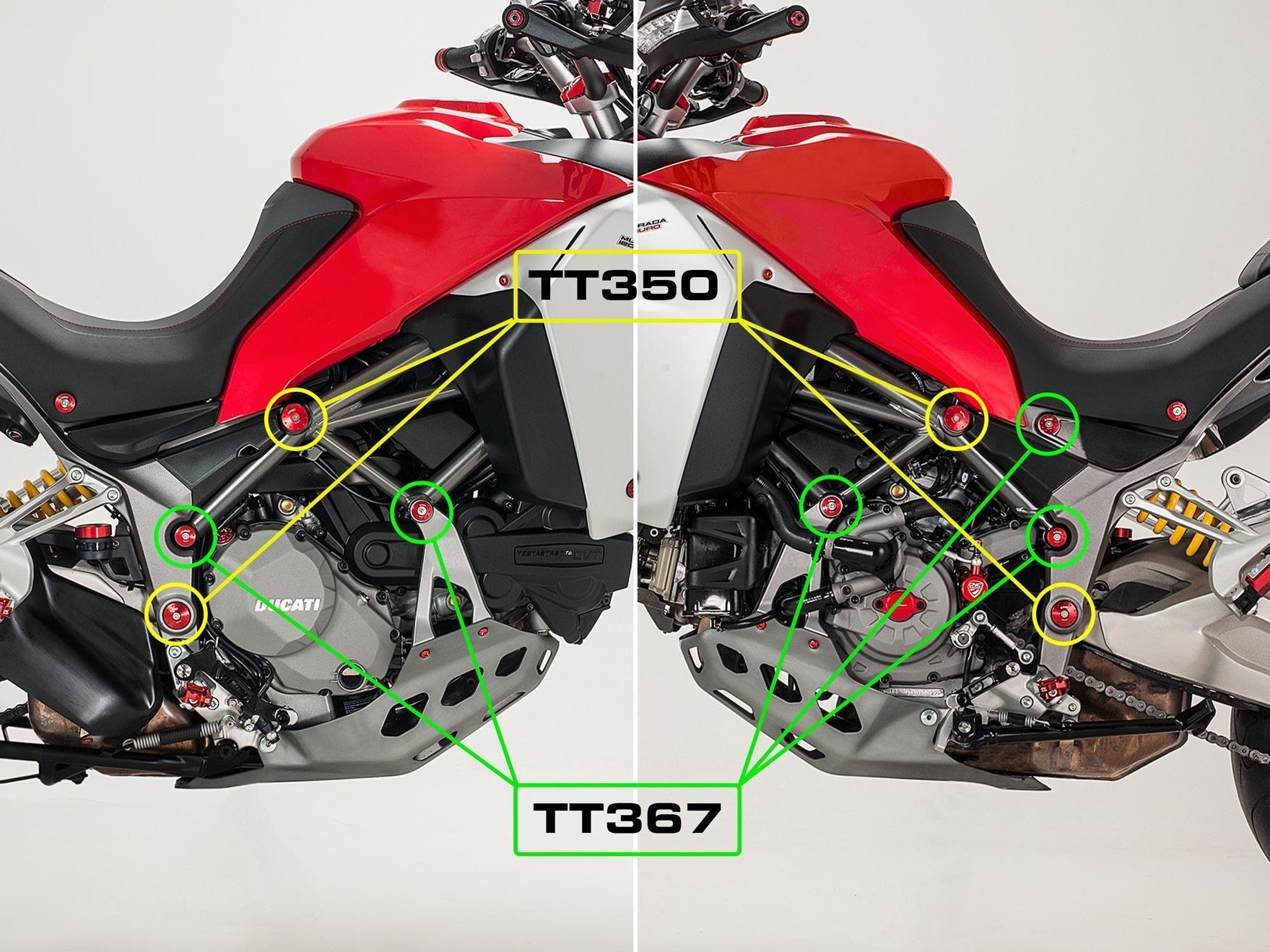 TT367 - CNC RACING Ducati Multistrada Enduro (16/21) Frame Plugs (small holes set) – Accessories in the Motoraider Motorcycle Aftermarket Accessories and Parts Online Shop