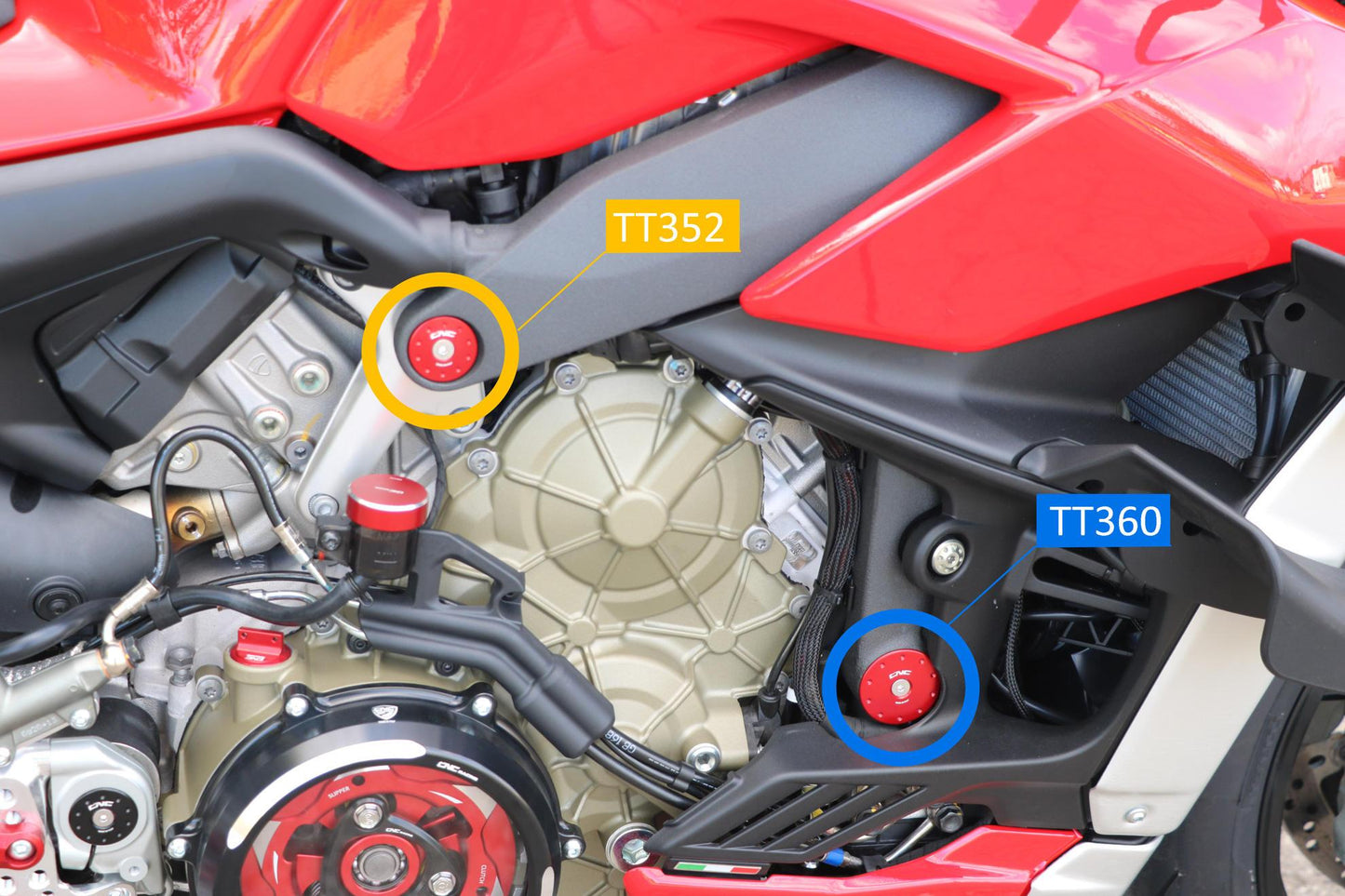 TT360 - CNC RACING Ducati Streetfighter V4 (20/24) Frame Plugs – Accessories in the Motoraider Motorcycle Aftermarket Accessories and Parts Online Shop