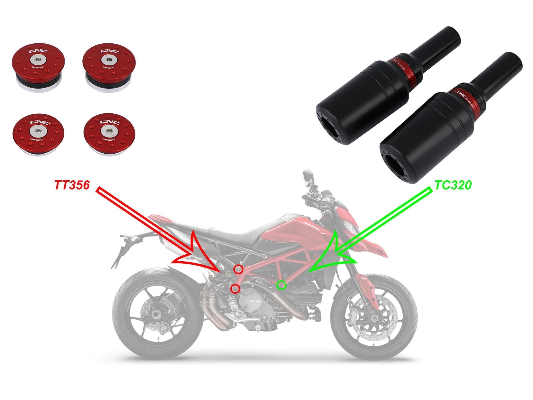 TT356 - CNC RACING Ducati Hypermotard 950 (2019+) Frame Plugs – Accessories in the Motoraider Motorcycle Aftermarket Accessories and Parts Online Shop
