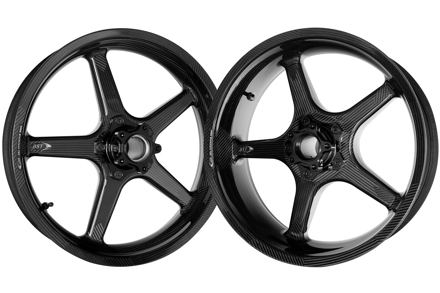 BST Ducati Scrambler Carbon Wheels Set "Twin TEK" (5 straight spokes, black hubs, front & conventional rear) – Accessories in the Motoraider Motorcycle Aftermarket Accessories and Parts Online Shop