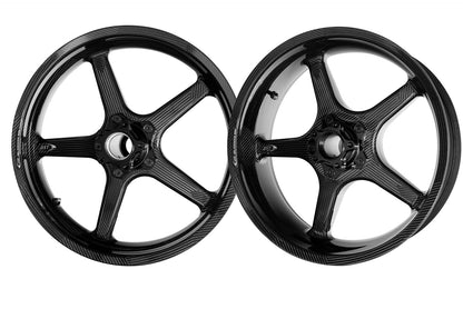 BST Ducati Scrambler Carbon Wheels Set "Twin TEK" (5 straight spokes, black hubs, front & conventional rear) – Accessories in the Motoraider Motorcycle Aftermarket Accessories and Parts Online Shop