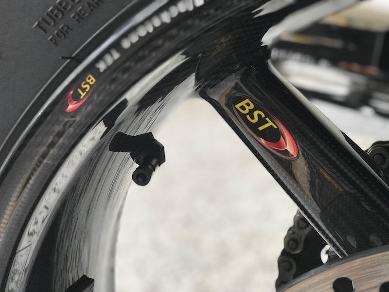 BST Ducati Scrambler Carbon Wheels Set "Twin TEK" (5 straight spokes, black hubs, front & conventional rear) – Accessories in the Motoraider Motorcycle Aftermarket Accessories and Parts Online Shop