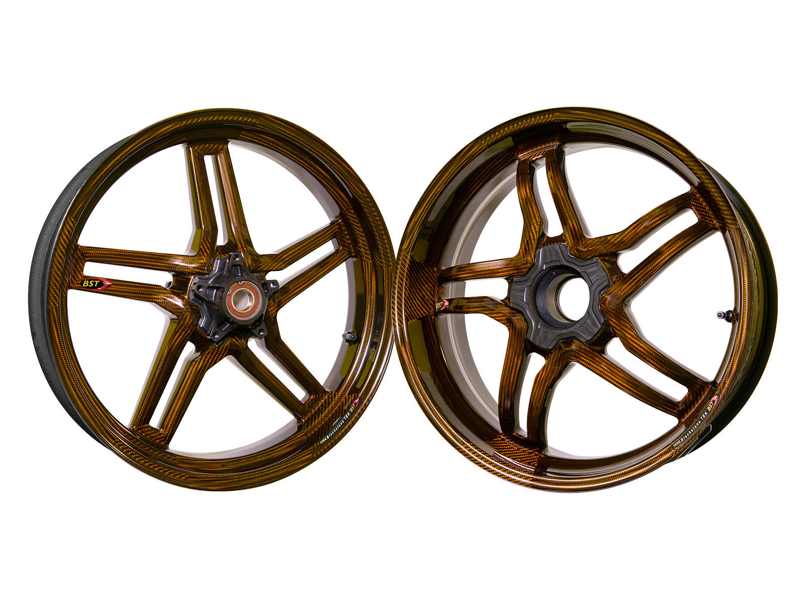 BST MV Agusta F4 (00/08) Carbon Wheels Set "Rapid TEK" (front & offset rear, 5 slanted spokes, black hubs) – Accessories in the Motoraider Motorcycle Aftermarket Accessories and Parts Online Shop