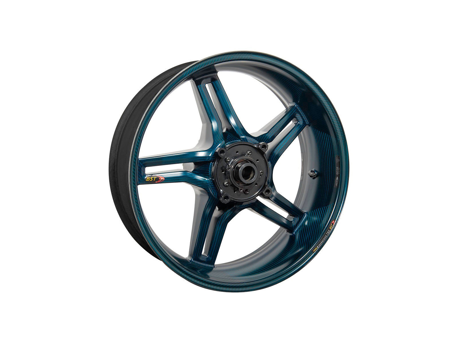 BST Ducati Superbike 848 Carbon Wheel "Rapid TEK" (offset rear, 5 slanted spokes, black hubs) – Accessories in the Motoraider Motorcycle Aftermarket Accessories and Parts Online Shop