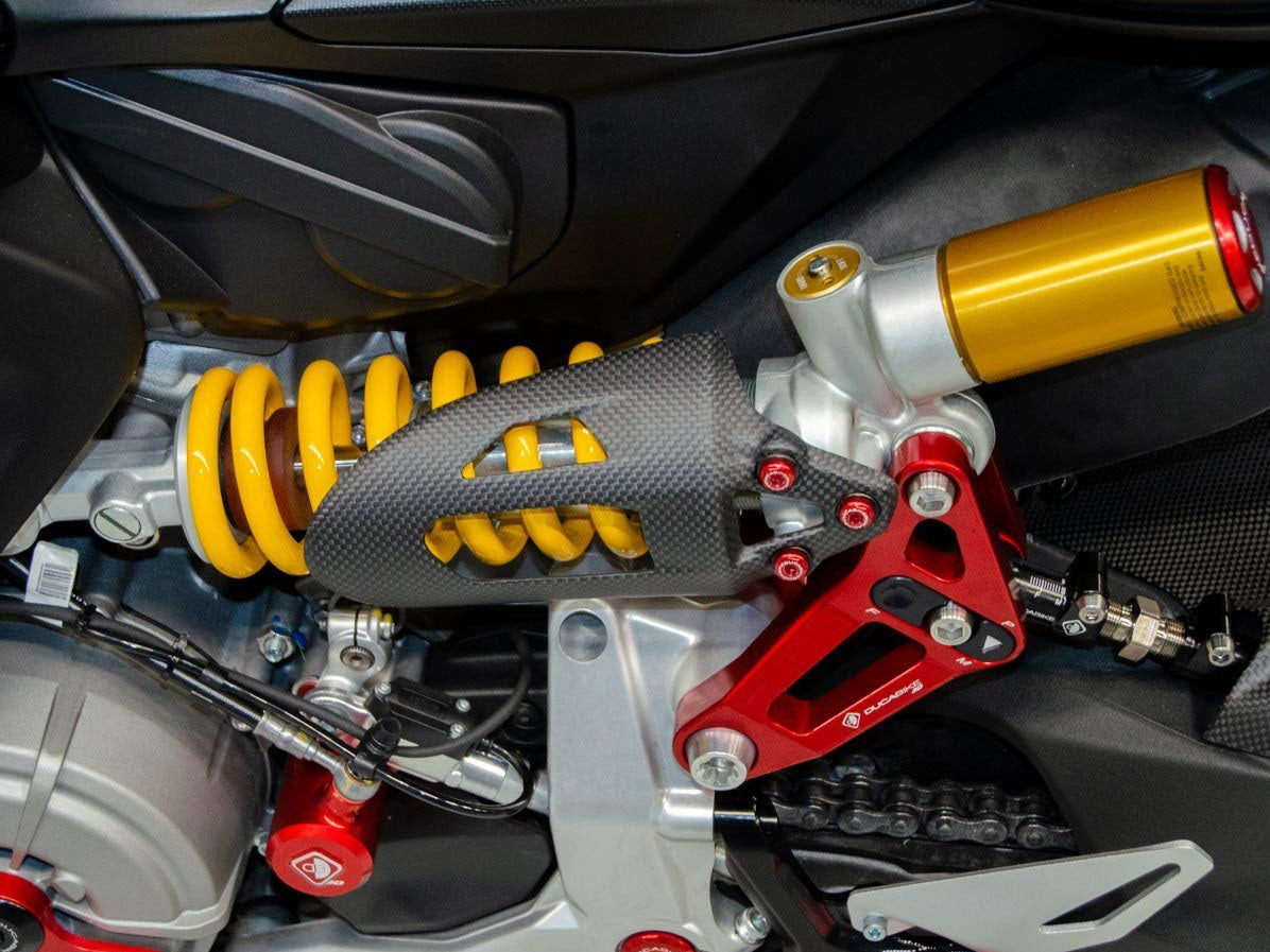 CRB27O - DBK Ducati Panigale / Streetfighter Carbon Rear Shock Absorber Cover – Accessories in the Motoraider Motorcycle Aftermarket Accessories and Parts Online Shop