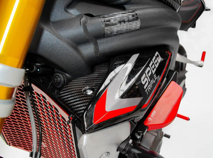 CRB68L - DBK Triumph ST Internal Radiator Panels (Glossy Carbon Side Panels) – Accessories in the Motoraider Motorcycle Aftermarket Accessories and Parts Online Shop